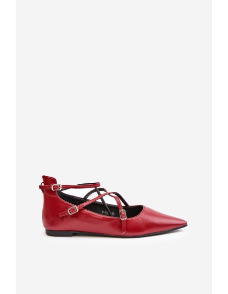 Women's Ballerinas With Pointed Toes And Intertwined Straps Burgundy Violra