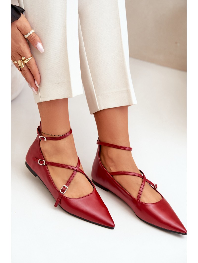 Women's Ballerinas With Pointed Toes And Intertwined Straps Burgundy Violra