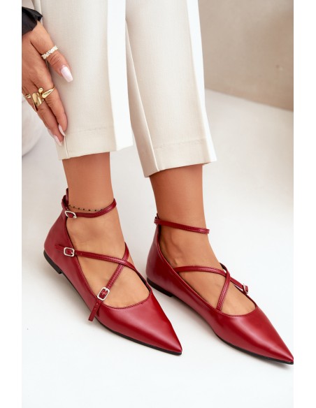 Women's Ballerinas With Pointed Toes And Intertwined Straps Burgundy Violra