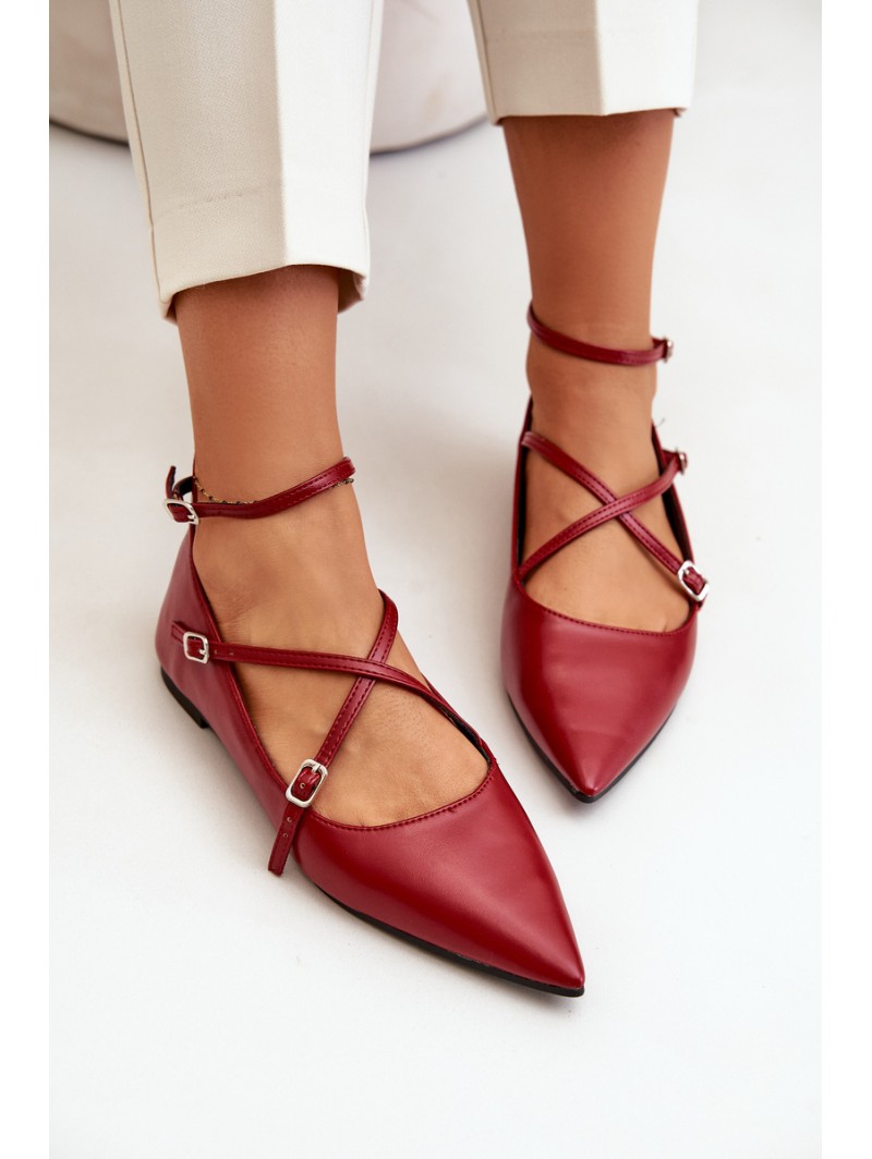 Women's Ballerinas With Pointed Toes And Intertwined Straps Burgundy Violra
