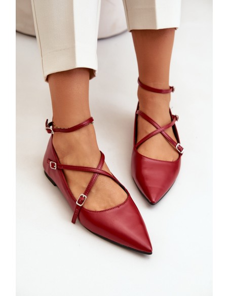 Women's Ballerinas With Pointed Toes And Intertwined Straps Burgundy Violra