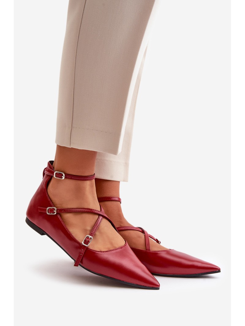 Women's Ballerinas With Pointed Toes And Intertwined Straps Burgundy Violra