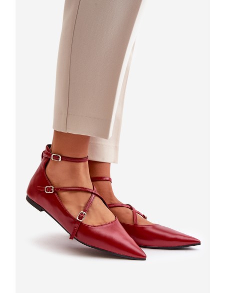 Women's Ballerinas With Pointed Toes And Intertwined Straps Burgundy Violra