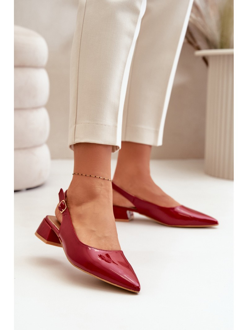 Lacquered Ballerinas On Low Heel With Pointed Toes Burgundy Anarinne