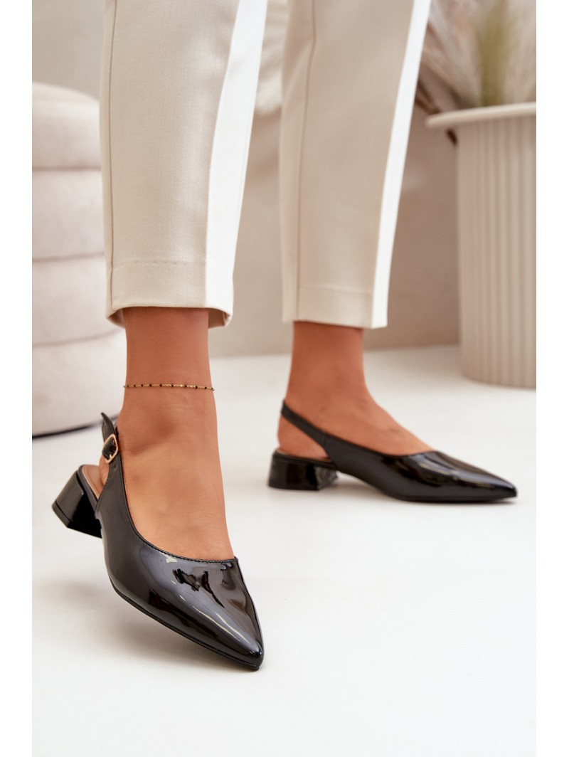 Lacquered Ballerinas On Low Heel With Pointed Toes Black Anarinne