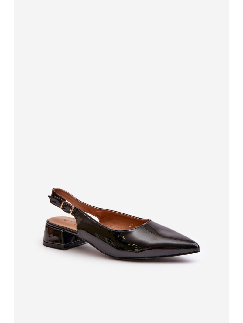 Lacquered Ballerinas On Low Heel With Pointed Toes Black Anarinne