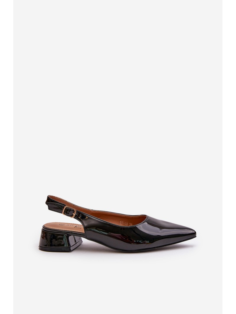 Lacquered Ballerinas On Low Heel With Pointed Toes Black Anarinne