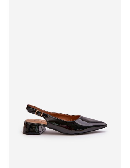 Lacquered Ballerinas On Low Heel With Pointed Toes Black Anarinne