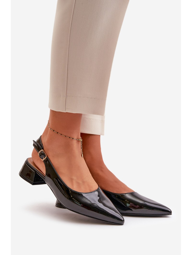 Lacquered Ballerinas On Low Heel With Pointed Toes Black Anarinne