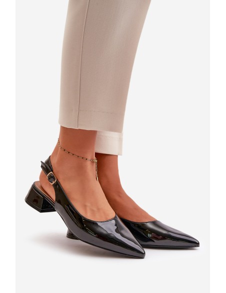 Lacquered Ballerinas On Low Heel With Pointed Toes Black Anarinne
