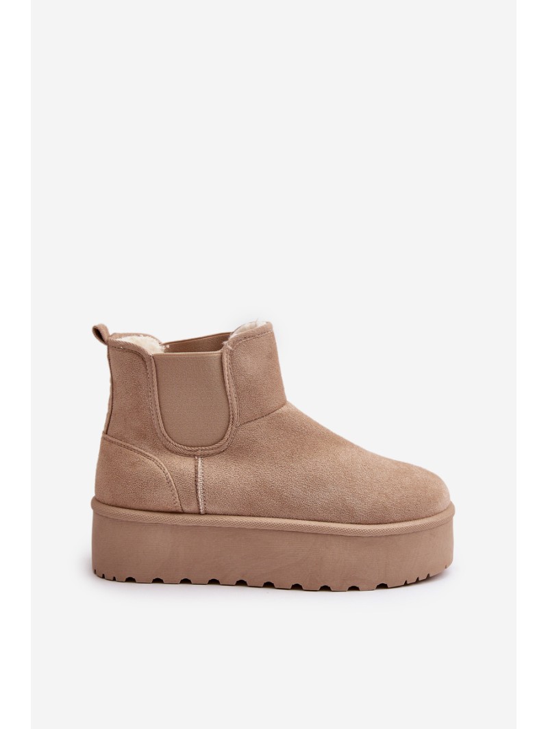 Women's Platform Snow Boots With Elastic Inserts Light Beige Rialine