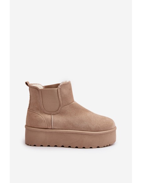 Women's Platform Snow Boots With Elastic Inserts Light Beige Rialine
