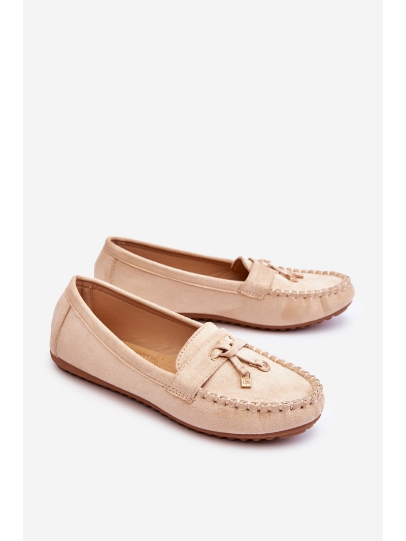 Klasikiniai suede Loafers smėlio spalvos Good Time