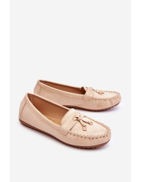 Klasikiniai suede Loafers smėlio spalvos Good Time