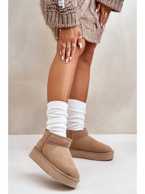 Women's Suede Snow Boots On Platform Beige Nereviana 2
