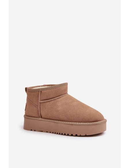 Women's Suede Snow Boots On Platform Beige Nereviana