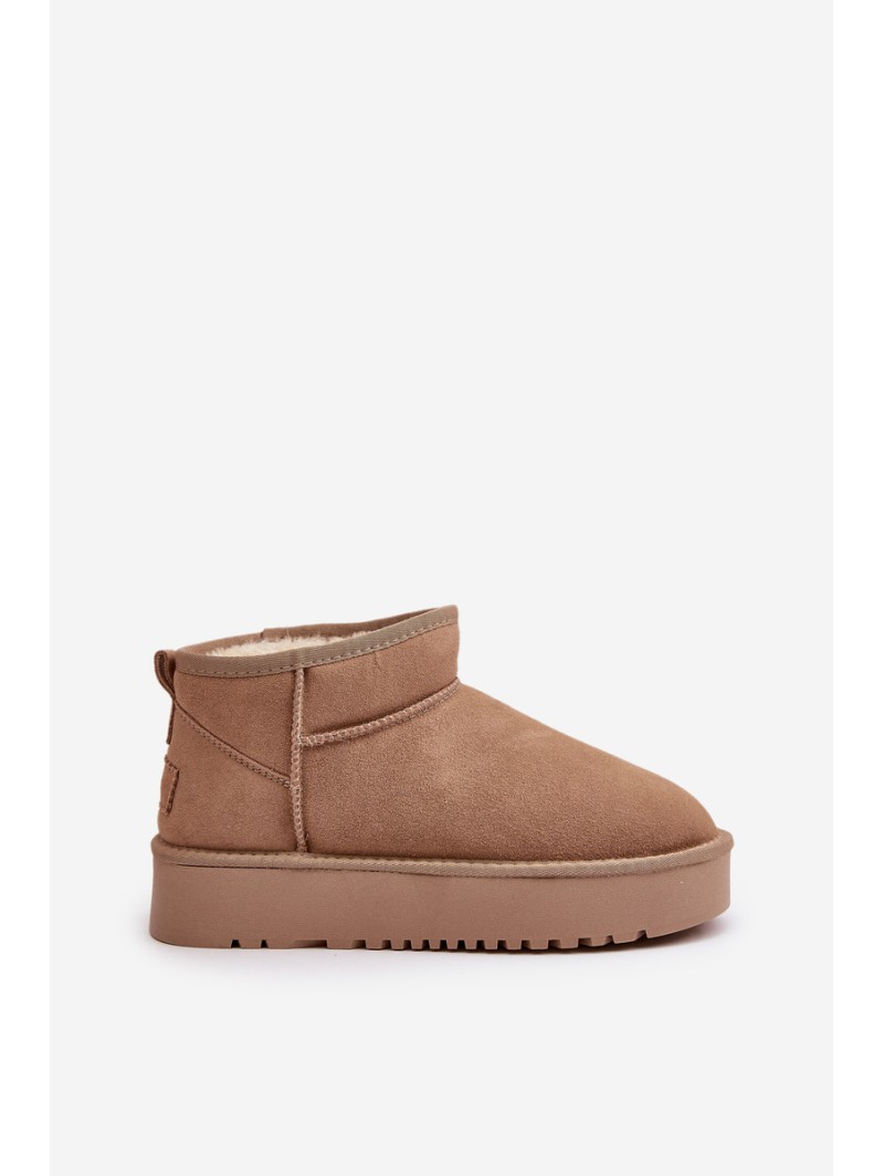 Women's Suede Snow Boots On Platform Beige Nereviana