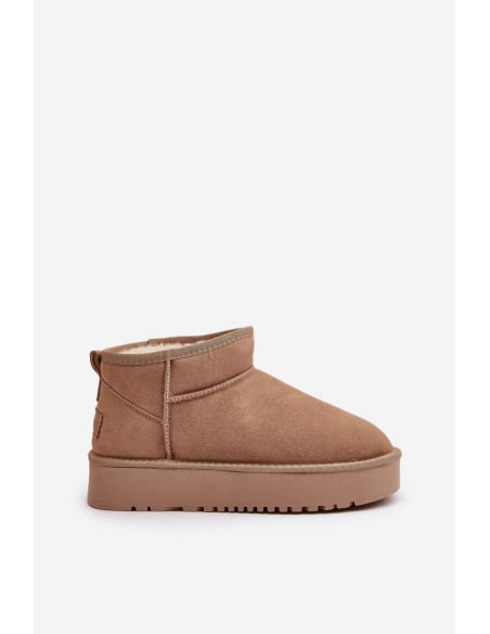 Women's Suede Snow Boots On Platform Beige Nereviana