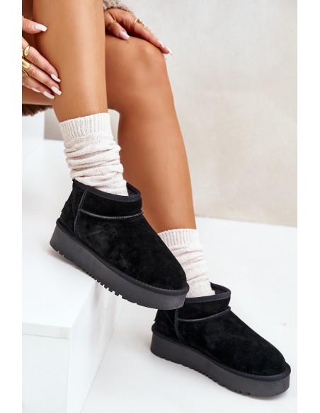 Women's Suede Snow Boots On Platform Black Nereviana
