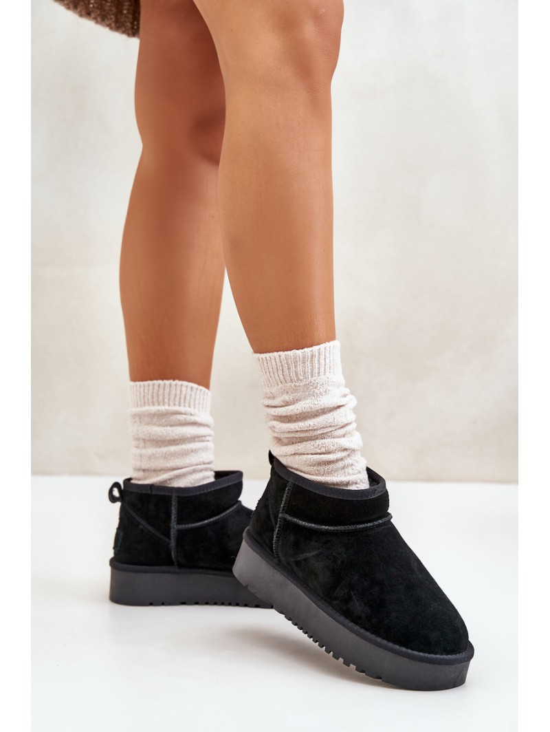 Women's Suede Snow Boots On Platform Black Nereviana