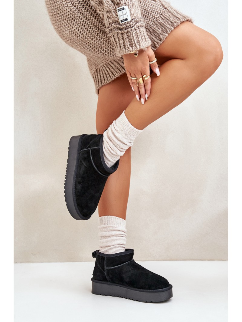 Women's Suede Snow Boots On Platform Black Nereviana