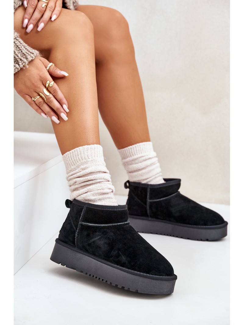 Women's Suede Snow Boots On Platform Black Nereviana
