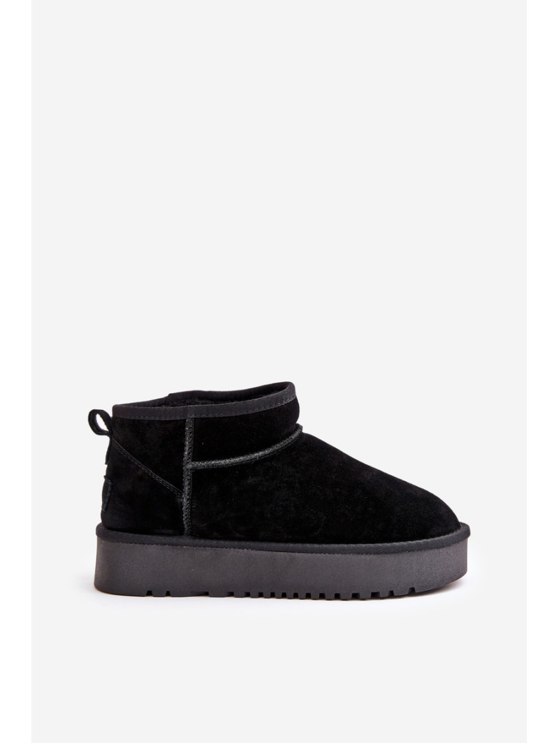 Women's Suede Snow Boots On Platform Black Nereviana