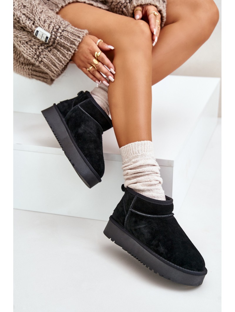 Women's Suede Snow Boots On Platform Black Nereviana