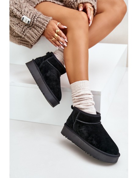 Women's Suede Snow Boots On Platform Black Nereviana