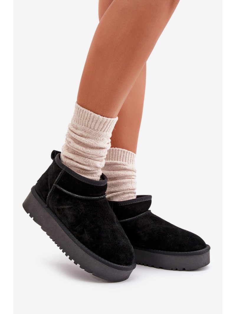 Women's Suede Snow Boots On Platform Black Nereviana