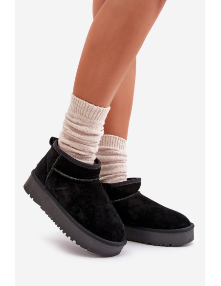 Women's Suede Snow Boots On Platform Black Nereviana