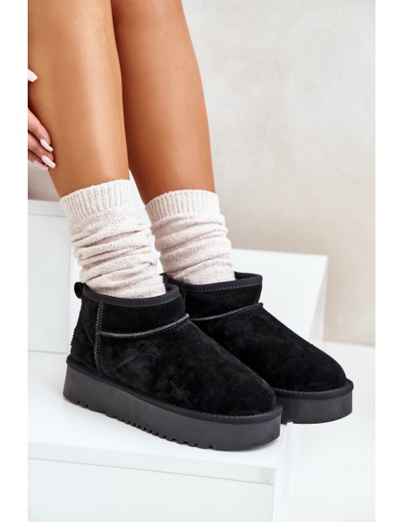 Women's Suede Snow Boots On Platform Black Nereviana