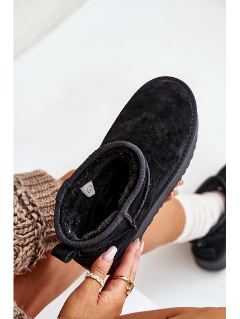 Women's Suede Snow Boots On Platform Black Nereviana