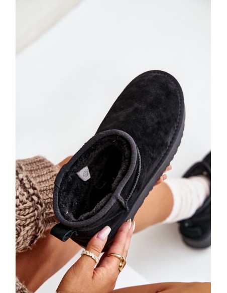 Women's Suede Snow Boots On Platform Black Nereviana