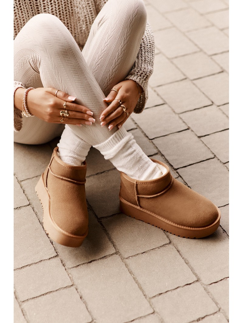 Women's Suede Snow Boots On Platform Camel Nereviana