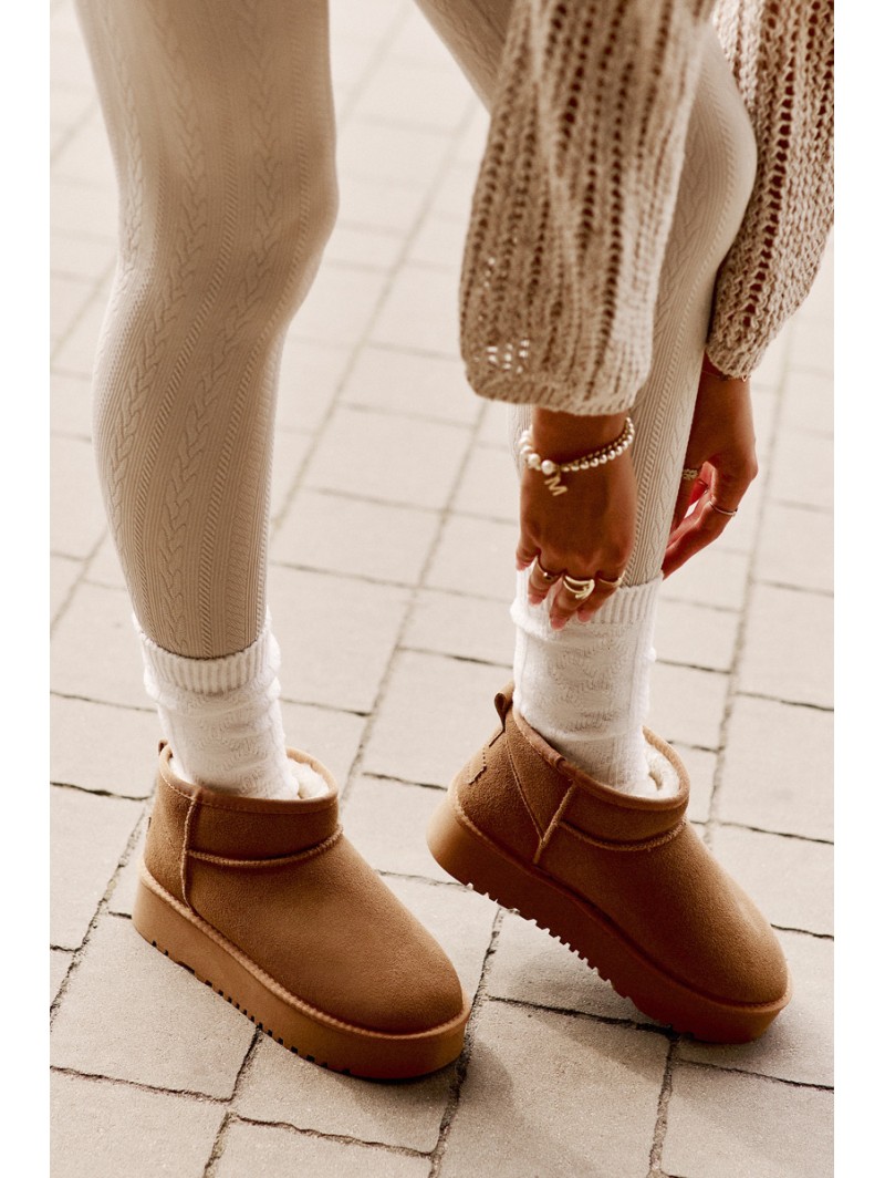 Women's Suede Snow Boots On Platform Camel Nereviana
