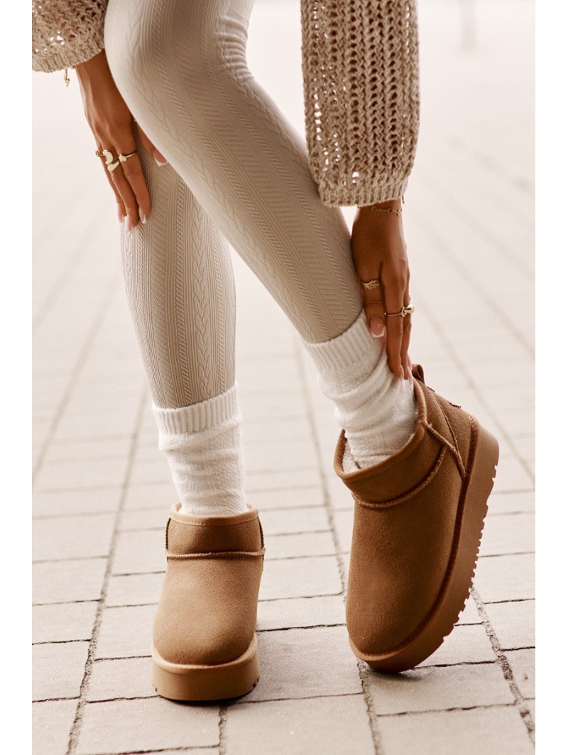 Women's Suede Snow Boots On Platform Camel Nereviana