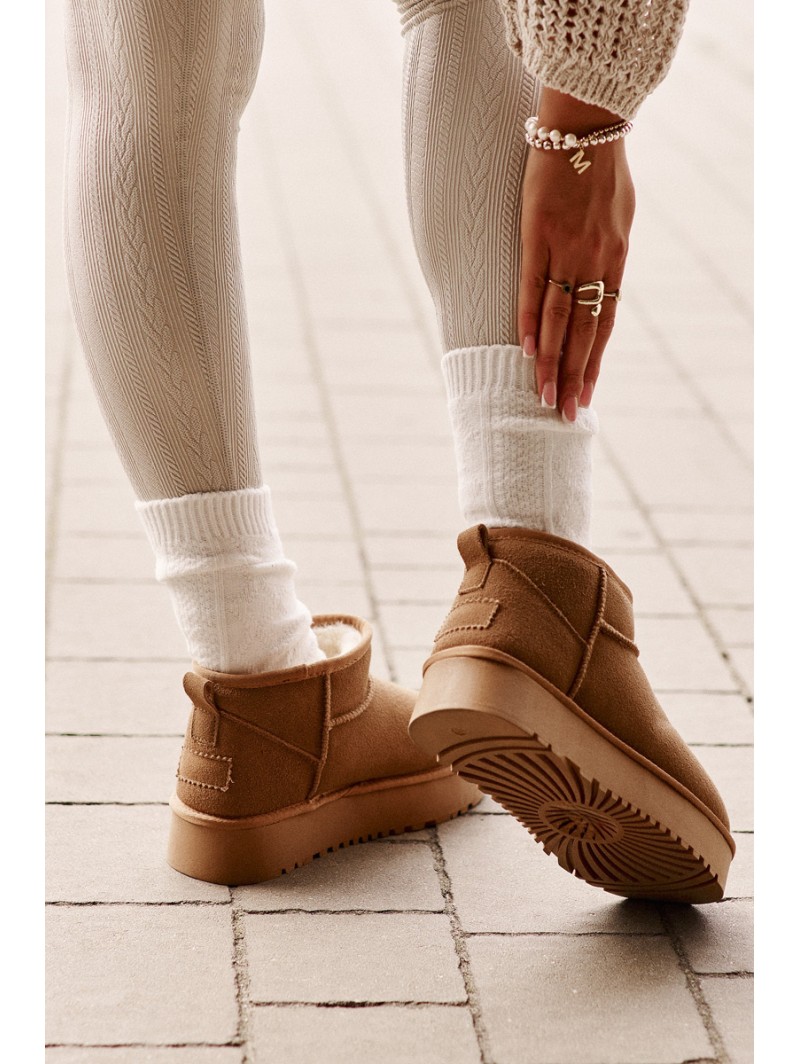 Women's Suede Snow Boots On Platform Camel Nereviana
