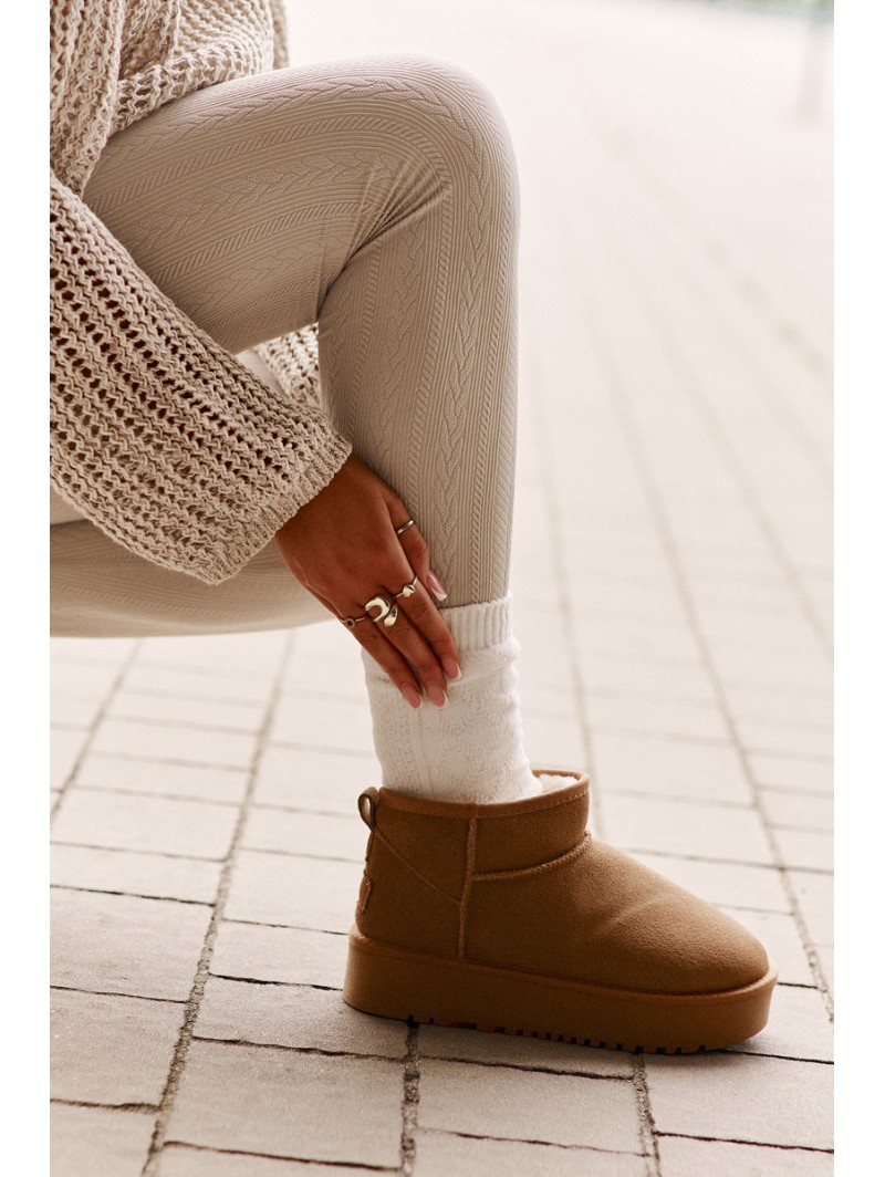 Women's Suede Snow Boots On Platform Camel Nereviana