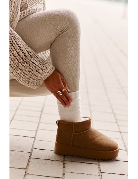 Women's Suede Snow Boots On Platform Camel Nereviana