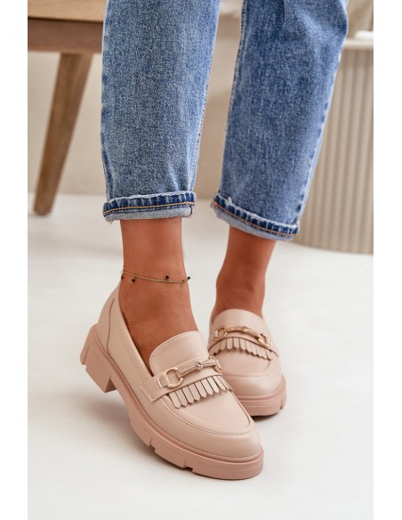 Women's Moccasins With Decoration Eco Leather Beige Tialorae