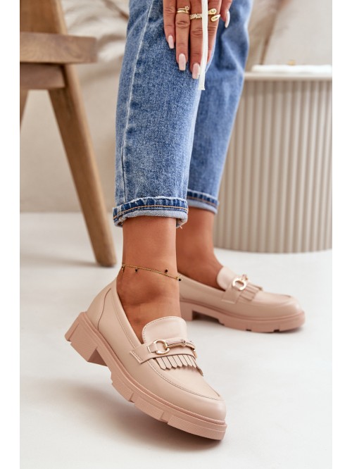 Women's Moccasins With Decoration Eco Leather Beige Tialorae 2