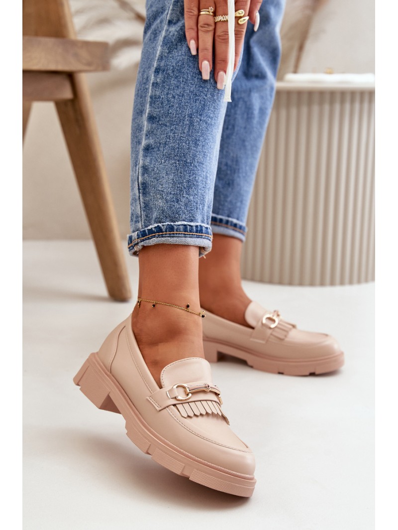 Women's Moccasins With Decoration Eco Leather Beige Tialorae