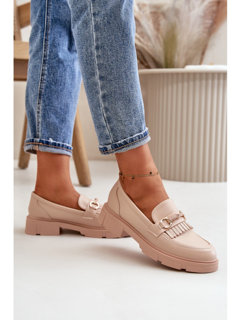 Women's Moccasins With Decoration Eco Leather Beige Tialorae