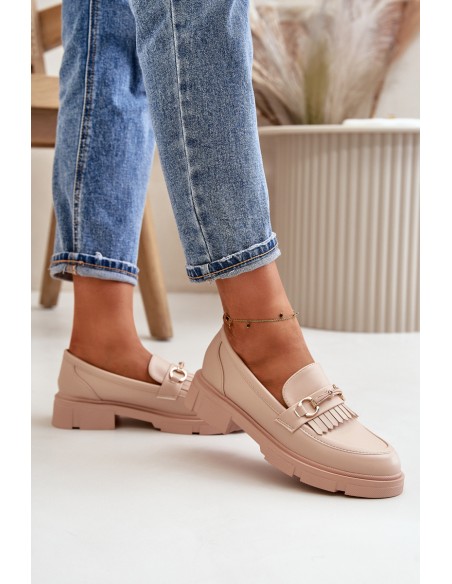 Women's Moccasins With Decoration Eco Leather Beige Tialorae