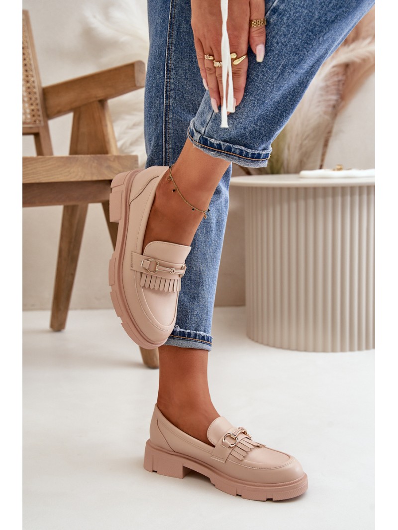 Women's Moccasins With Decoration Eco Leather Beige Tialorae