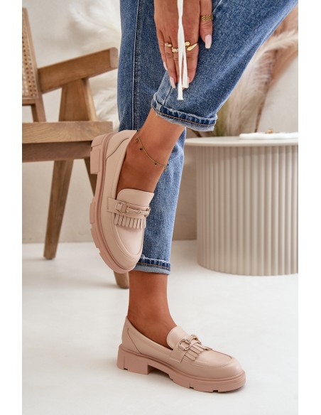 Women's Moccasins With Decoration Eco Leather Beige Tialorae