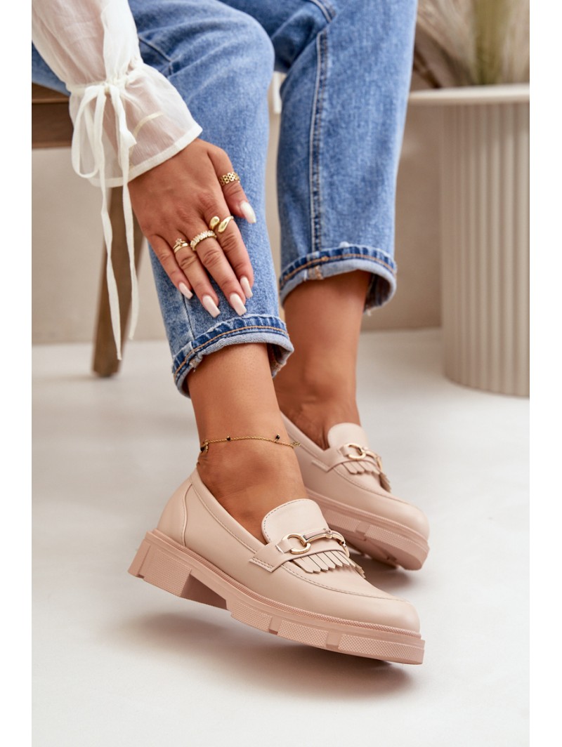 Women's Moccasins With Decoration Eco Leather Beige Tialorae