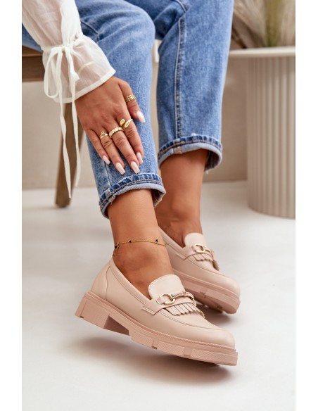 Women's Moccasins With Decoration Eco Leather Beige Tialorae