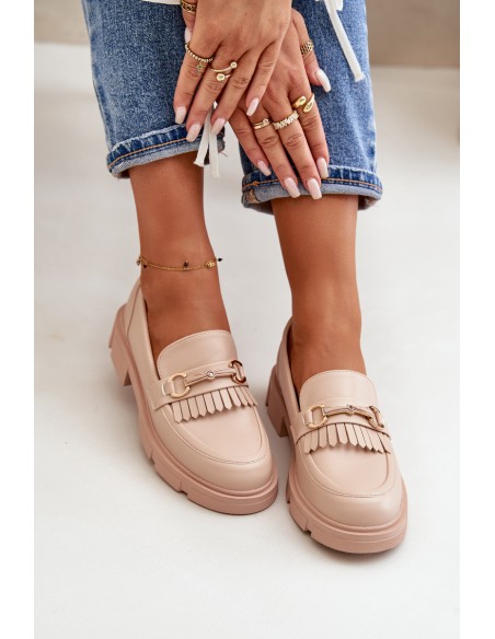 Women's Moccasins With Decoration Eco Leather Beige Tialorae